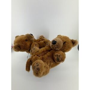Ani Mate Teddy Bear Slippers M 5-7 Brown Plush Cozy Cute Kids Adult EUC
